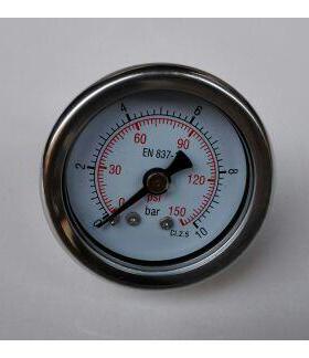 轴向无边不锈钢压力表 y-40z-bf 0-150psi 10bar cL.2.5 en837-1