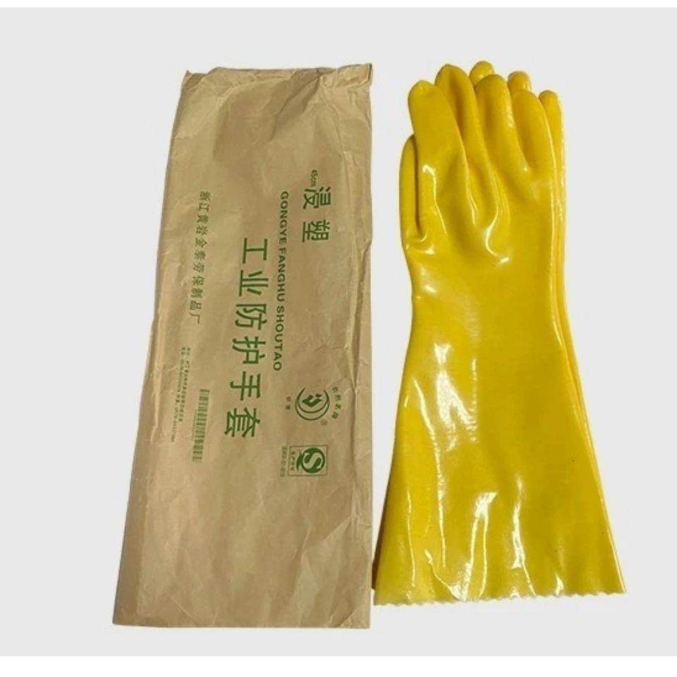 舒意28CM45CM浸塑手套棉浸塑PVC浸胶皮手套耐酸耐碱耐油防护手套