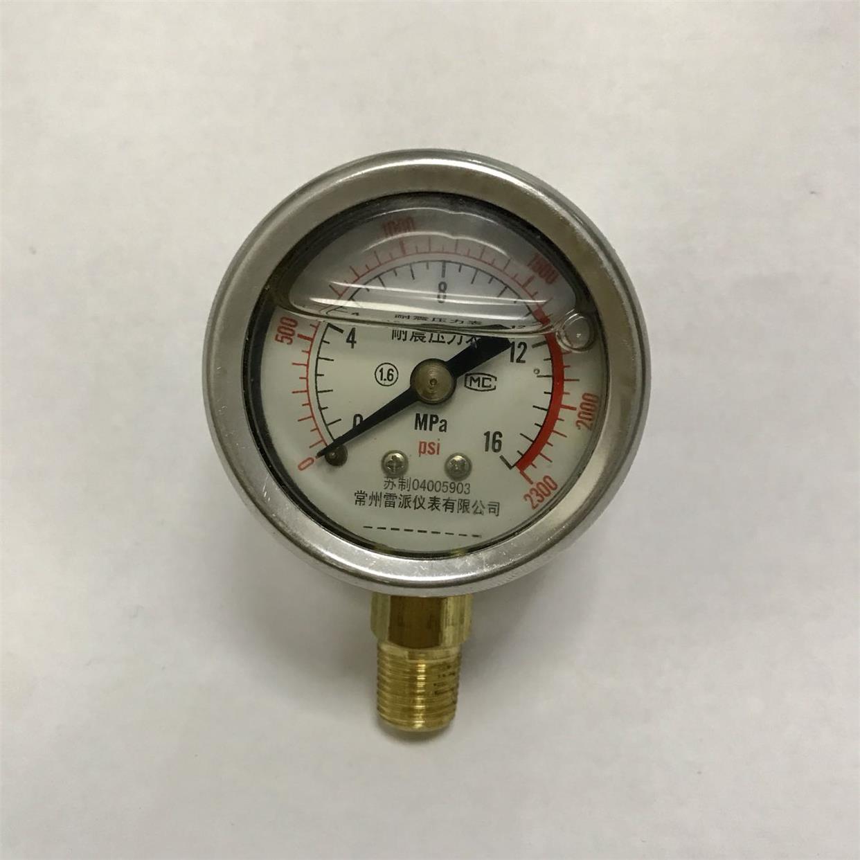 耐震压力表 YN-40I 0-16mpa 2300psi 螺纹NPT1/8 直径41mm前47mm