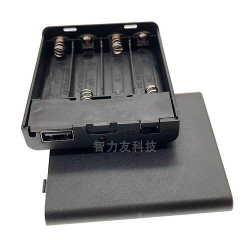 5号4节带盖带开关电池盒6V带LED显示灯电池座内置USB接口AA电池盒