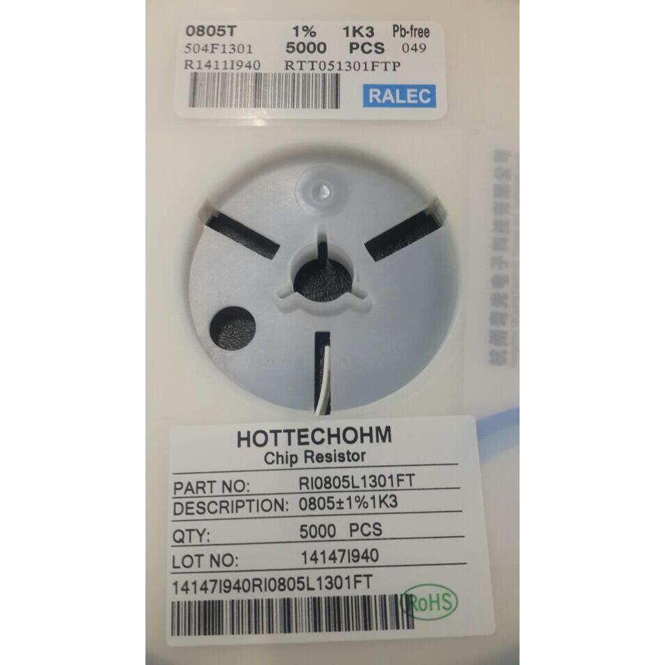 台湾丽智电阻0805 1.3K 1%贴片电阻 5K每盘电阻器 电阻全系列