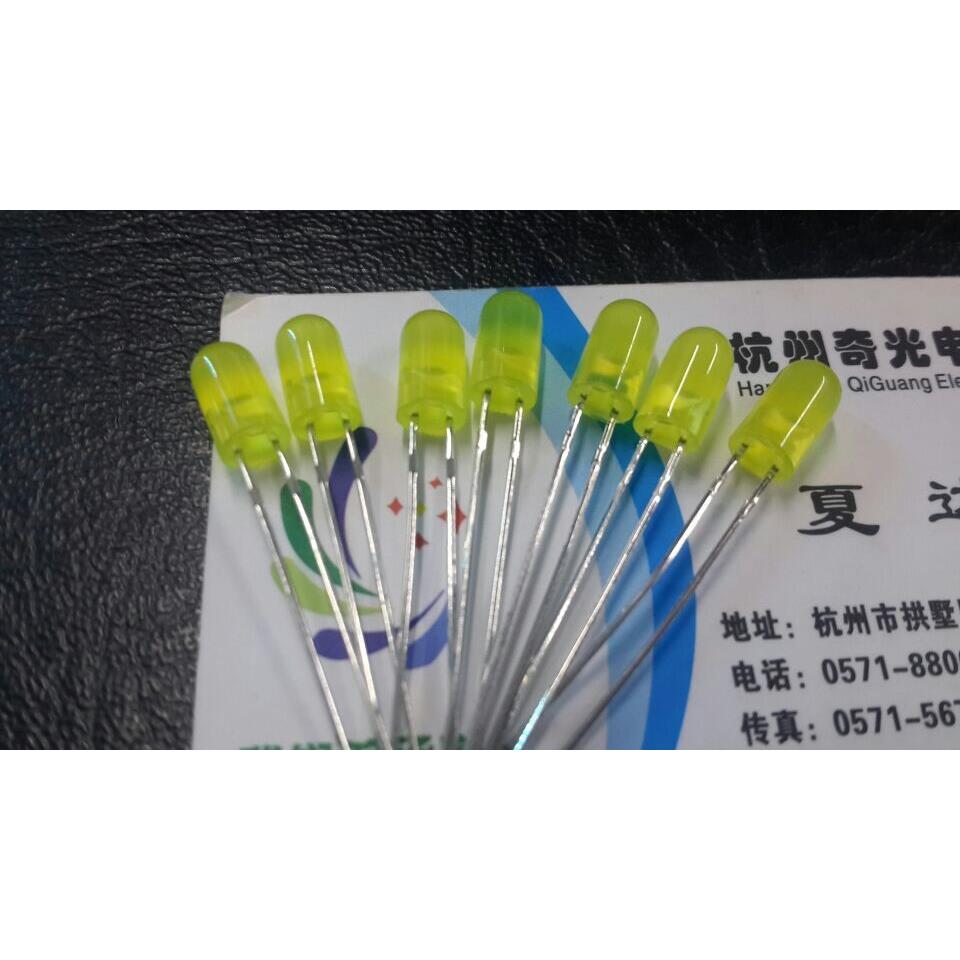LED发光二极管5MM黄发黄 高亮直径5mm无边1K只/55元无帽檐雾状
