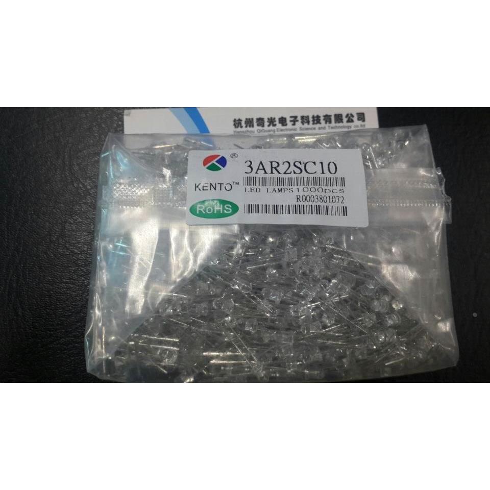 F3白发红3MM高亮白发红 短脚发光二极管 匡通LED 3AR2SC10 1000只