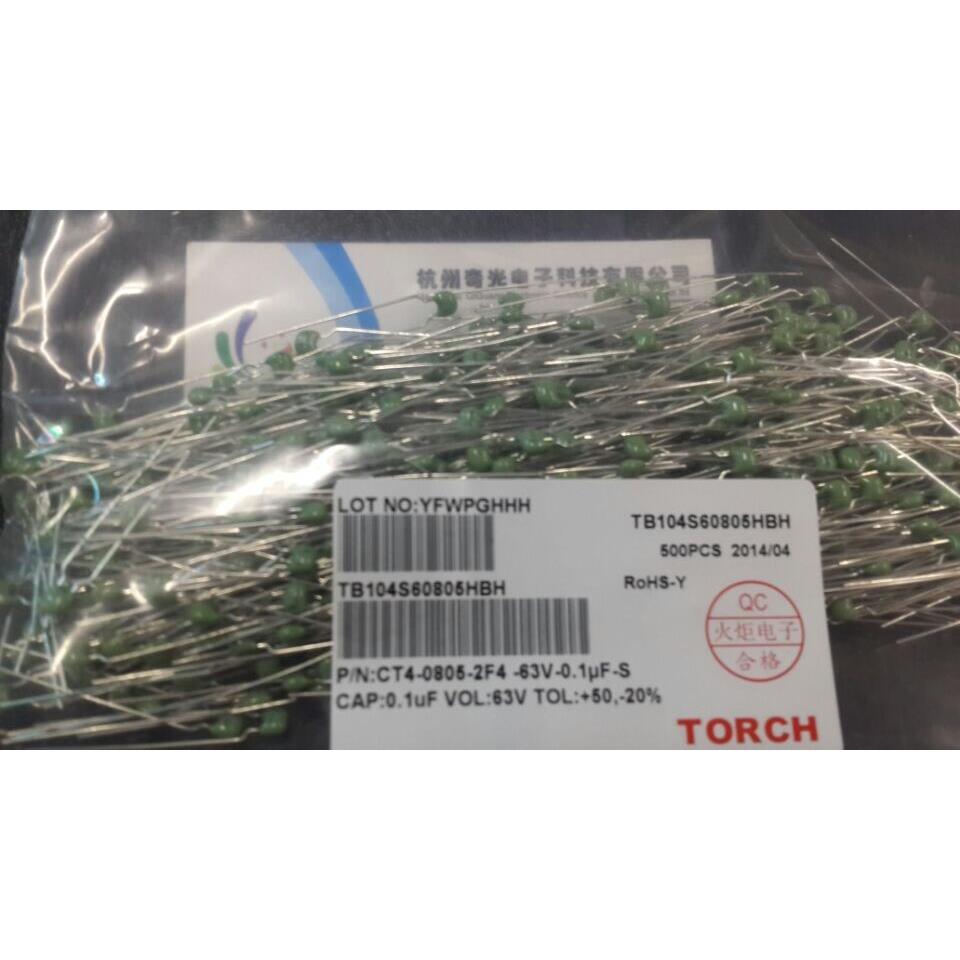 独石电容泉州火炬一包500只CT0.1UF 100NF CT63V 104 20%-50%S档