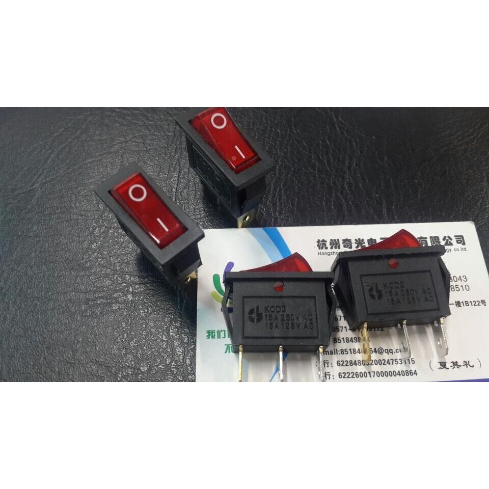 全新KCD3-102N 船型开关 电源开关 铜脚 银触点 三只脚 带灯