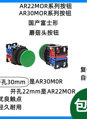 国产富士型 蘑菇头按钮开关AR22MOR AR30M0R M5R M5L -11 G R点动