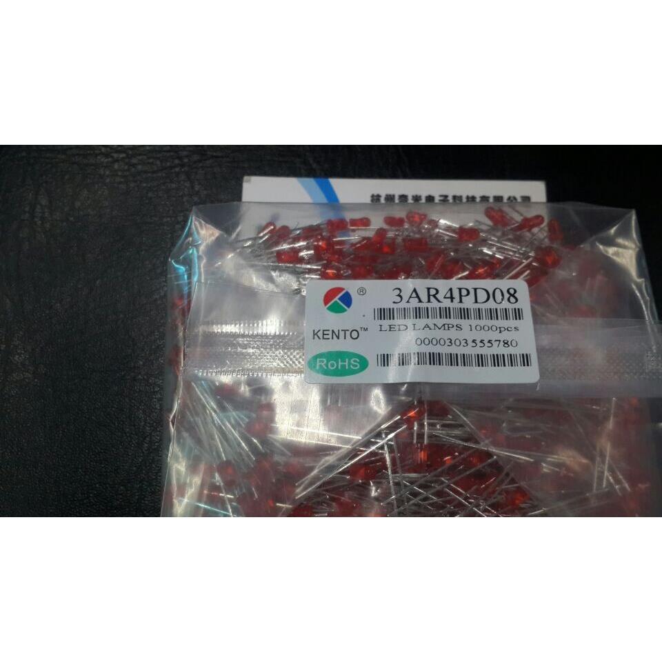 F3红发红3MM普亮红发红 长脚发光二极管 匡通LED 3AR4PD08 1000只