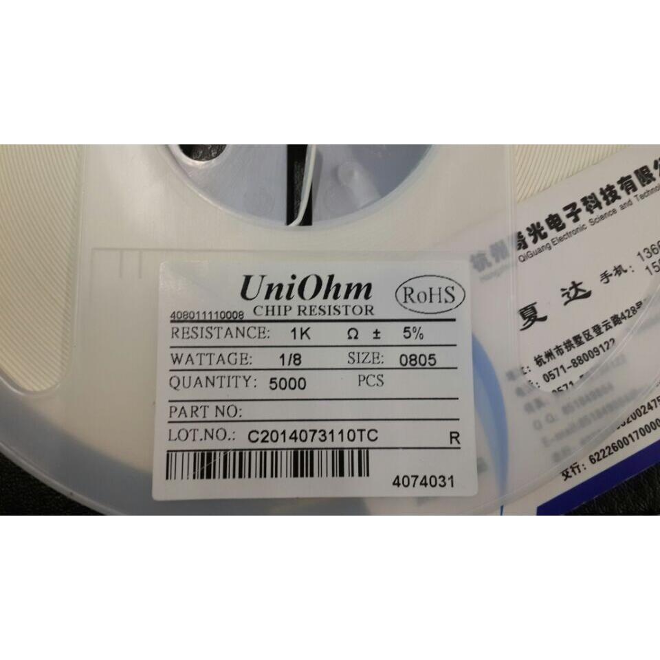 正品厚声电阻0805 1K欧姆贴片电阻5% 5K盘 47.5/盘 贴片陶瓷电阻