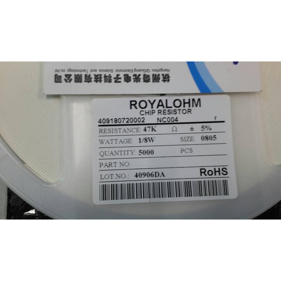 正品厚声电阻0805 47K欧姆贴片电阻5% 5K盘 18/盘 贴片陶瓷电阻