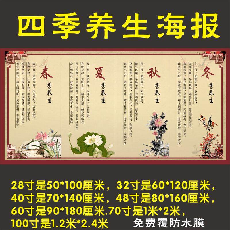 中医养生文化海报 四季养生海报健康知识挂图中医院布置装饰画