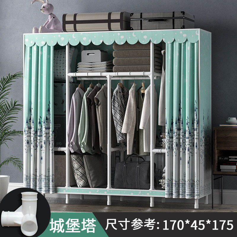 钢架家用卧室简易布衣柜全衣柜加粗加厚出租房钢管组装收纳挂批发