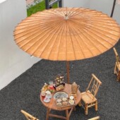 XM户外围炉煮茶防水油纸伞梦华录款 饰休闲伞庭院竹桌椅遮阳 茶舍装