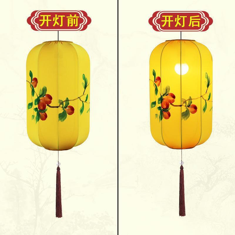 布艺走廊冬瓜灯笼中式茶楼茶室餐厅火锅店过道手绘玄关仿古灯笼灯