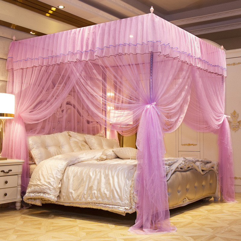 不锈钢宫廷蚊帐方顶落地加密加粗家用支架人帐纱单双批发