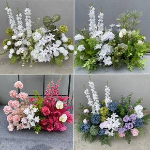 婚庆地排花千代兰花排求婚婚礼场地布置假花舞台装 饰花艺