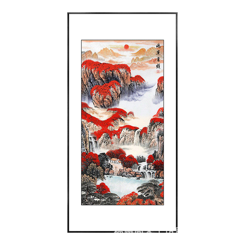 走廊尽头挂画当头玄关装饰画新中式山水画客厅堂屋背景墙过道鸿运,家居饰品,现代装饰画,淘宝优惠券,粉丝福利购,淘宝优惠卷