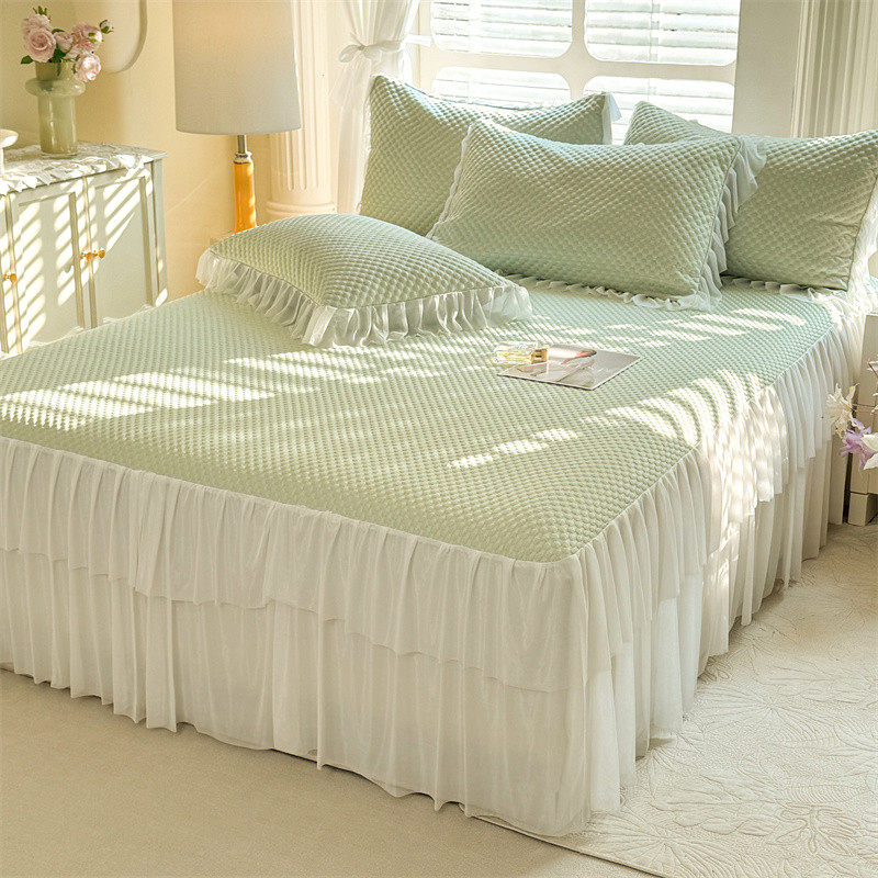 2025夏天冰豆豆冰丝凉席三件套新款床裙款软席可水洗折叠空调席子,床上用品,冰丝席,淘宝优惠券,粉丝福利购,淘宝优惠卷