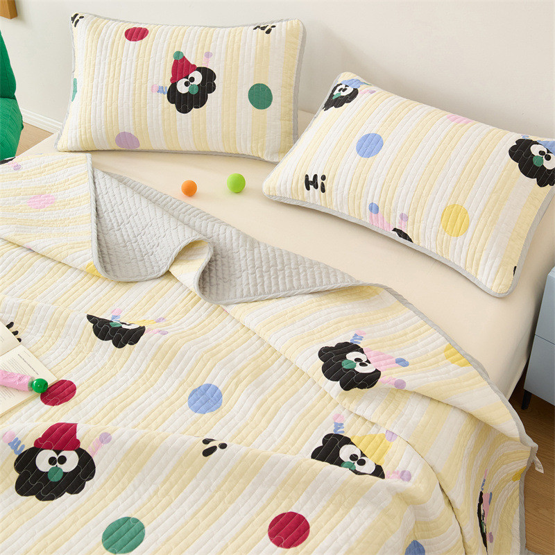 纯棉床盖单件四季通用全棉水洗儿童榻榻米夹棉床单人三件套冬季3