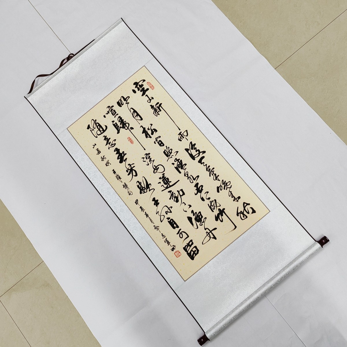 【山居秋暝】手写书法字画竖幅卷轴140×60cm