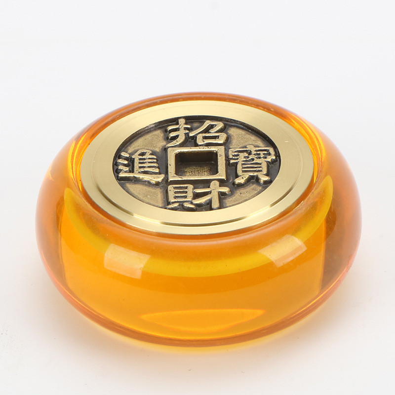 纯铜转钱手把件摆件双面旋转解压招财进宝时来运转夜光朱砂手玩1