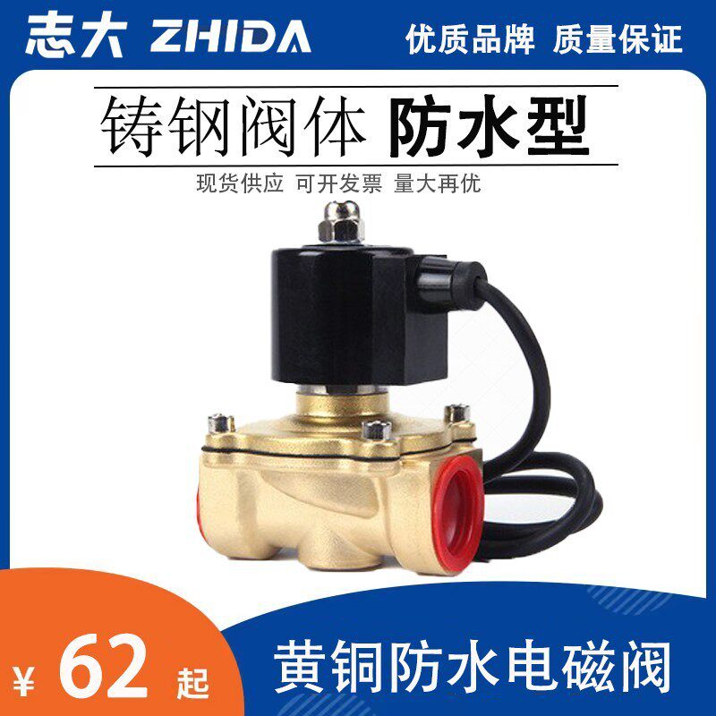 全铜水下喷泉防水电磁阀水阀地埋式电磁控制阀220v开关阀220线圈