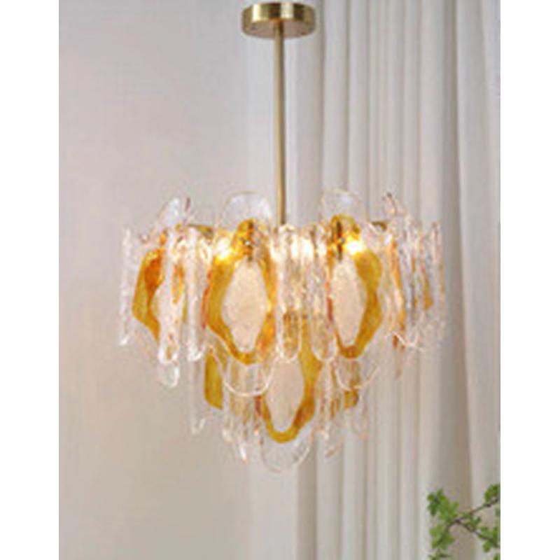 法式复古风透明主艺术玻璃吊灯复式楼卧室餐厅客厅设计师琥珀色灯