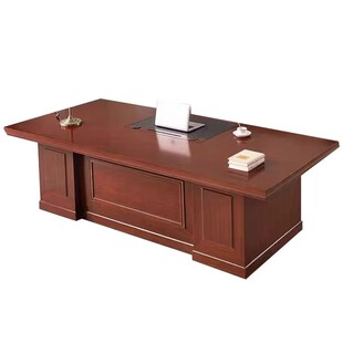 新中式大班台老板桌实木皮油漆总裁桌经理办公家具办公桌椅组合