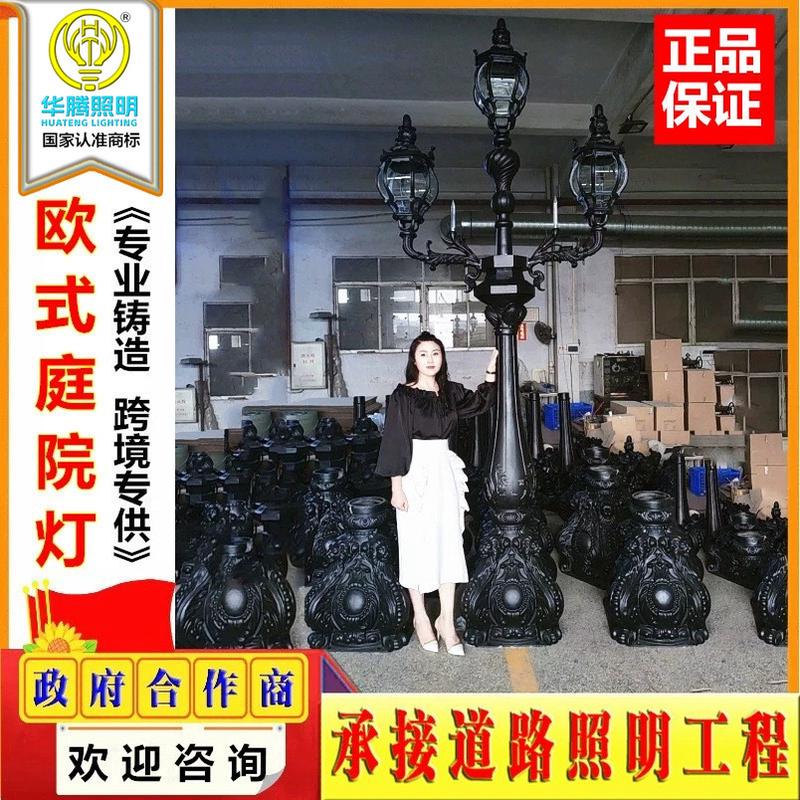 北欧风格3.5米3头欧式庭院灯 100w 120w户外防水精铸铝道路照明灯