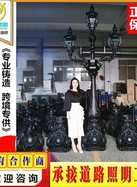 北欧风格3.5米3头欧式庭院灯 100w 120w户外防水精铸铝道路照明灯