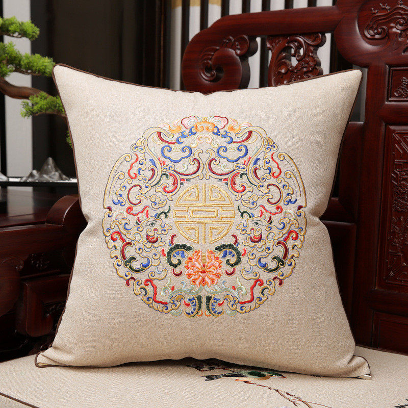 新中式客厅抱枕红木沙发靠枕飘窗腰靠背垫含芯座椅大床头枕套家用