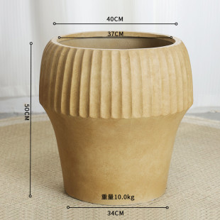 侘寂风极简镁泥花盆龟背竹绿植盆栽圆形花盆室内桌面落地客厅大号