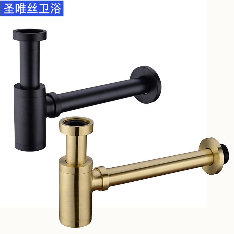 铜防臭卫生间入墙洗脸盆洗手盆面盆横排台盆排水管存水墙排下水管