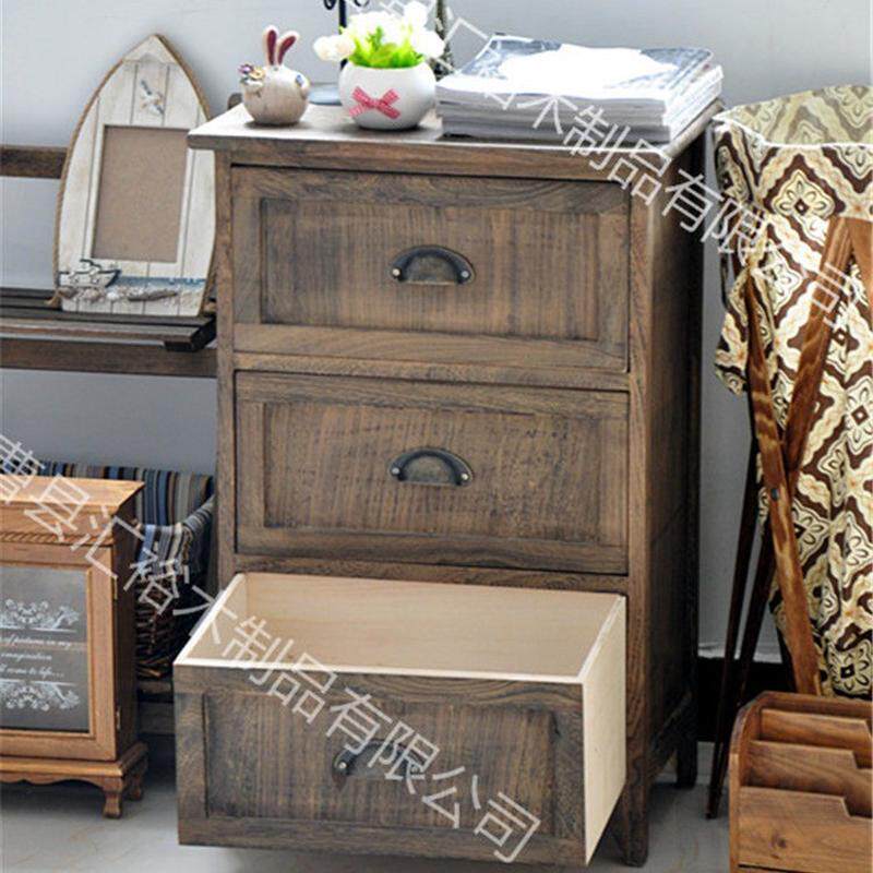 美式田园乡村做旧简约木制家具储物柜 复古木质收纳柜橱柜