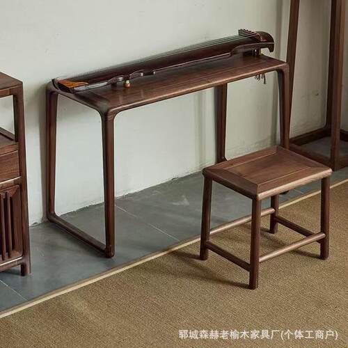 老榆木仿古古琴桌新中式禅意古筝桌新中式书法桌共鸣抄经桌实木