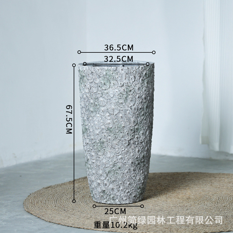 镁泥花盆北欧艺术客厅商场室内外落地北欧水泥盆型号绿植盆栽特大