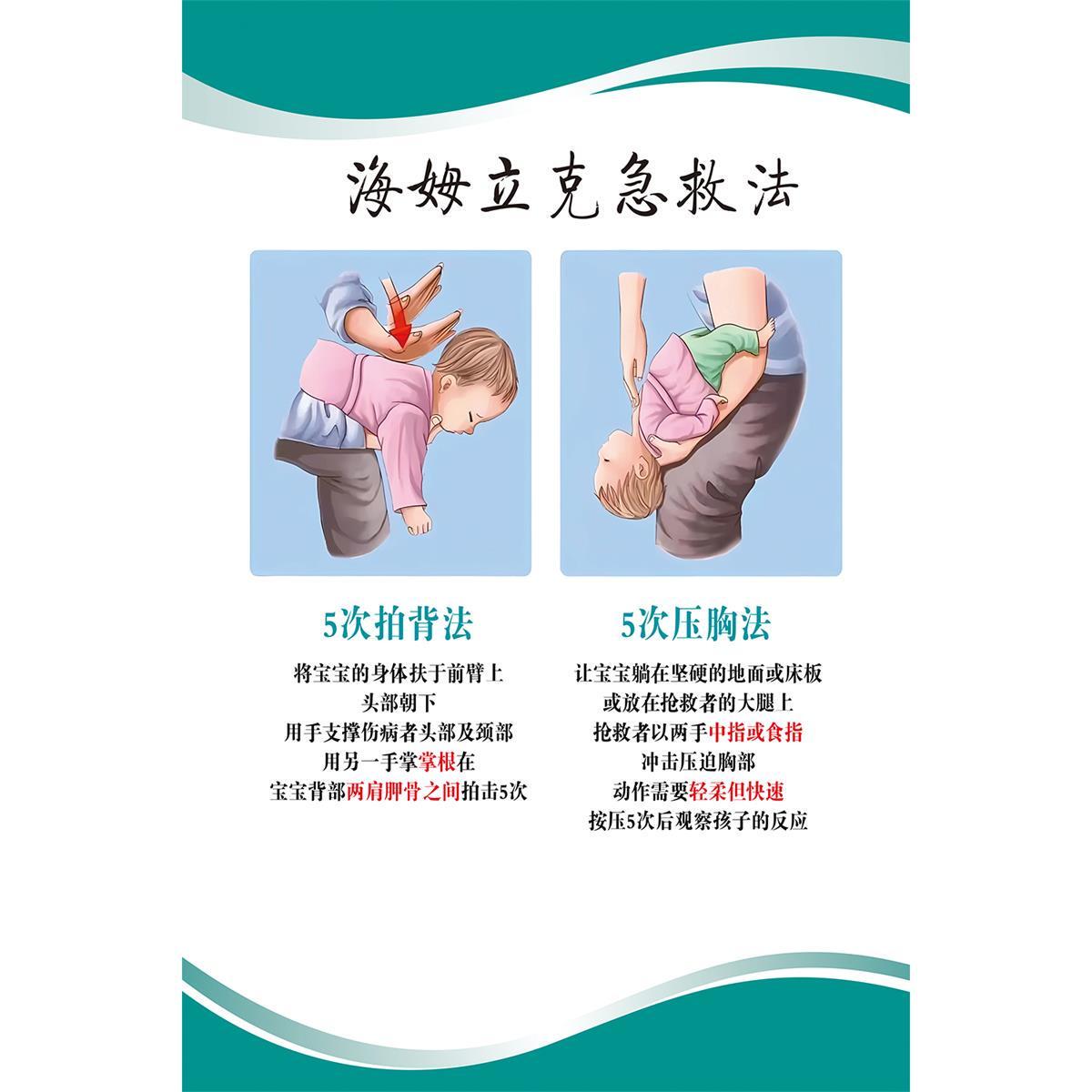 海姆立克急救法挂图婴儿成人海报儿童心肺复苏家用安全知识贴纸
