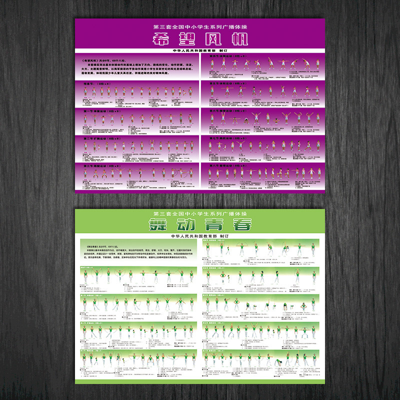 中小学生广播体操七彩阳光放飞理想舞动青春希望风帆宣传画墙挂图