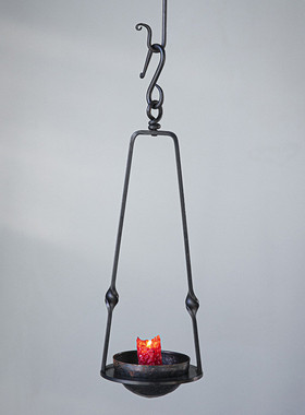 东际器物手工锻打禅意复古风烛台油灯台日式茶室吊挂茶道侘寂铁艺