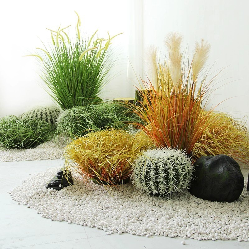 仿真绿植草垛草丛室内植物景观造景搭配落地盆栽小草弯草蒲草堆