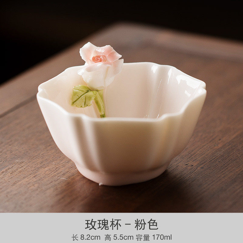 仟一品堂陶瓷主人杯单杯捏花女士个人专用品茗杯茶杯杯子茶具批发