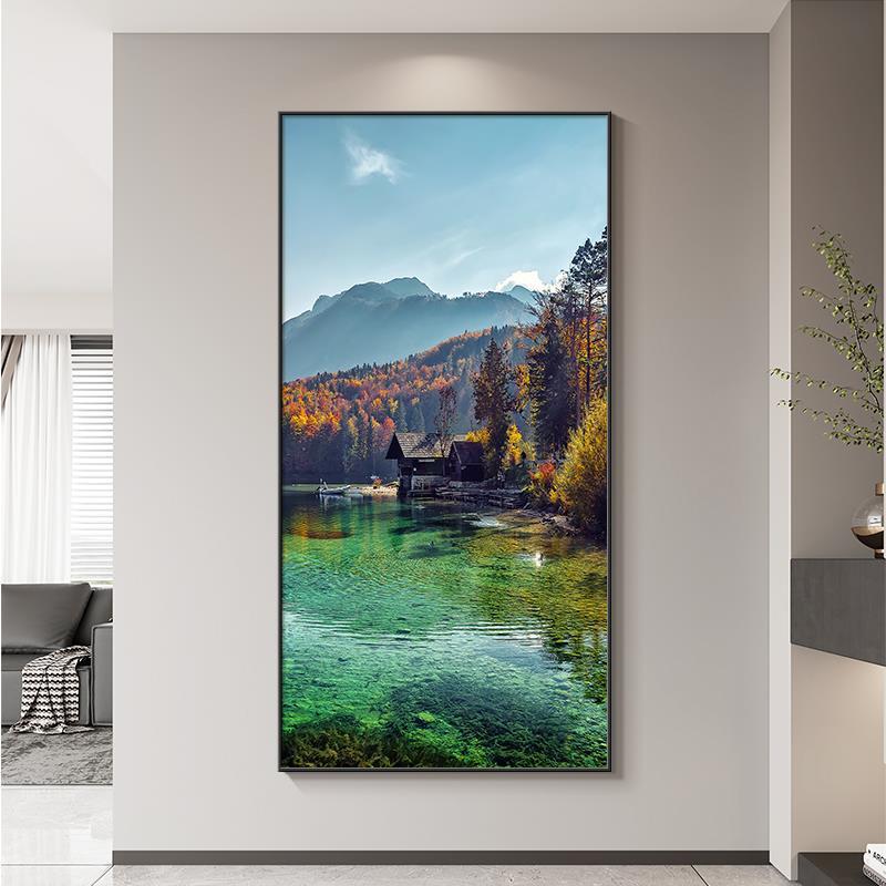 壁画风景画2025新款玄关装饰画现代简约客厅走廊过道竖版桂林山水