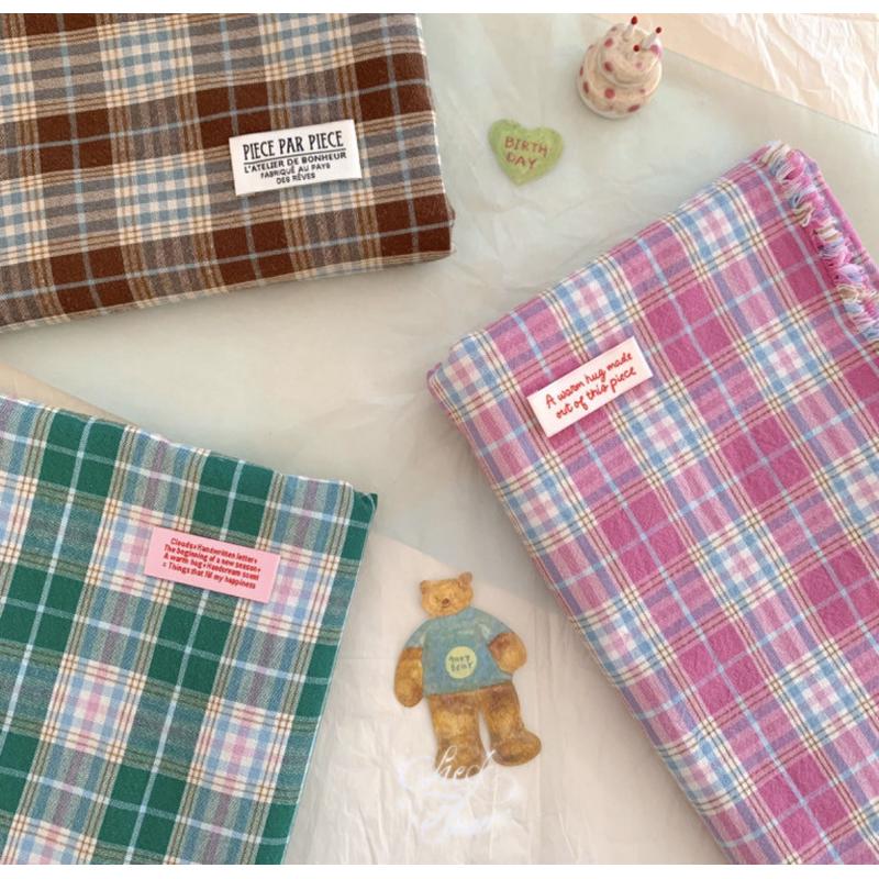 韩国进口面料格子水洗棉20支布服饰纺织布料箱包辅料diy手作2份买