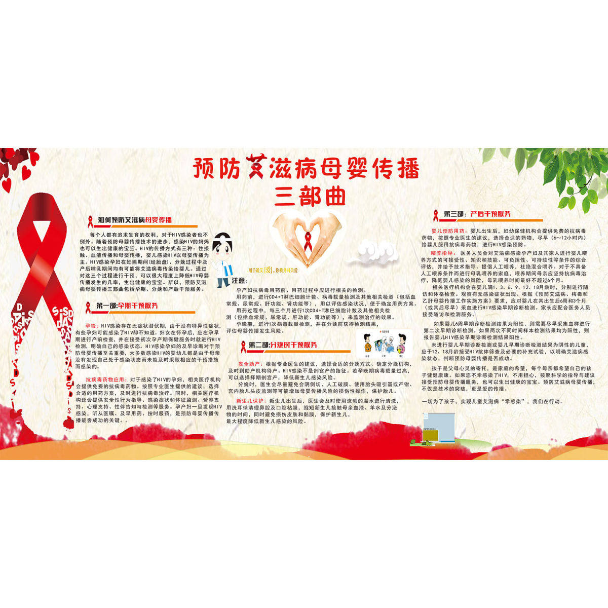 艾滋病预治知识宣传海报贴纸医院防艾实验室安全制度海报