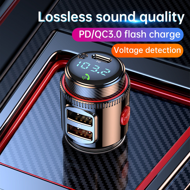 T23跨境新品PD30W+QC3.0车载蓝牙mp3播放器车载蓝牙免提FM发射器