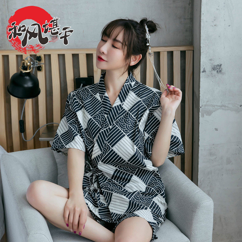 和风 足道汤温泉日式印花纯棉和服汗蒸服开衫居睡衣浴服袍女套,居家布艺,汗蒸服,淘宝优惠券,粉丝福利购,淘宝优惠卷