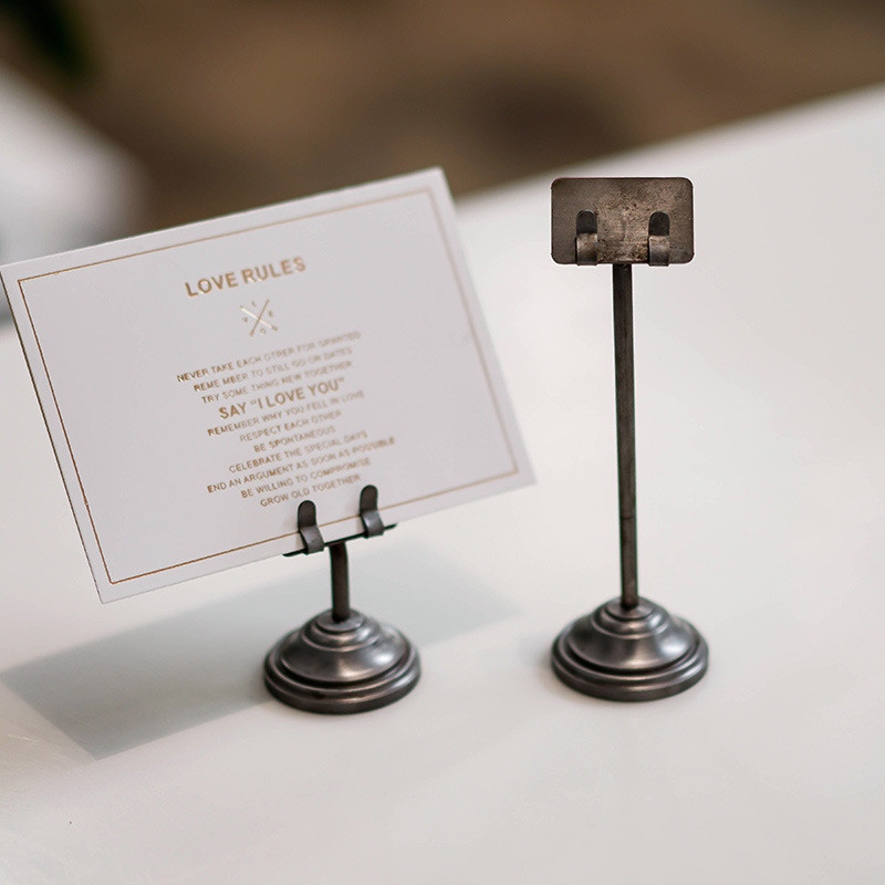 复古风金属日历卡立 桌面立式装饰名片夹 办公室桌面名片照片卡片