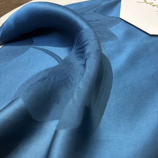 中式 面料蓝色黑色混批 香云纱面料桑蚕丝真丝印花旗袍连衣裙服装