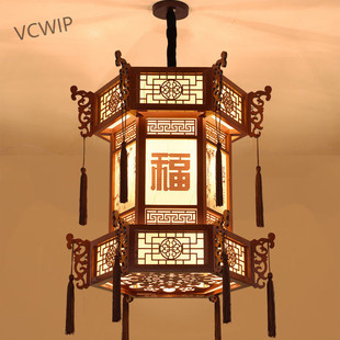 中式 复古实木仿古宫灯羊皮宫廷吊灯建筑酒店寺z1y