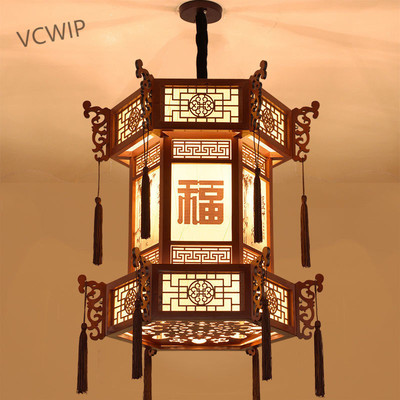 中式复古实木仿古宫灯羊皮宫廷吊灯建筑酒店寺z1y