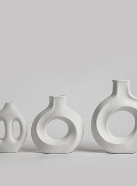 北欧简约素轻奢陶瓷花瓶家居摆件创意胚干花插花花器客厅装饰摆件